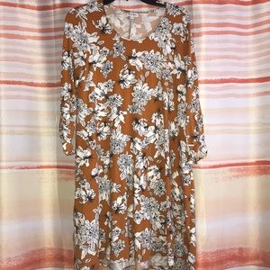 Floral Orange Dress- Size Medium